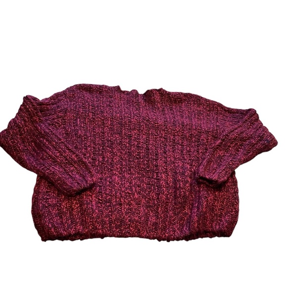 Dex Chunky Knit Cropped fit-Round Neck-Burgundy tone w/shimmer thread-Size 1X - Picture 1 of 7